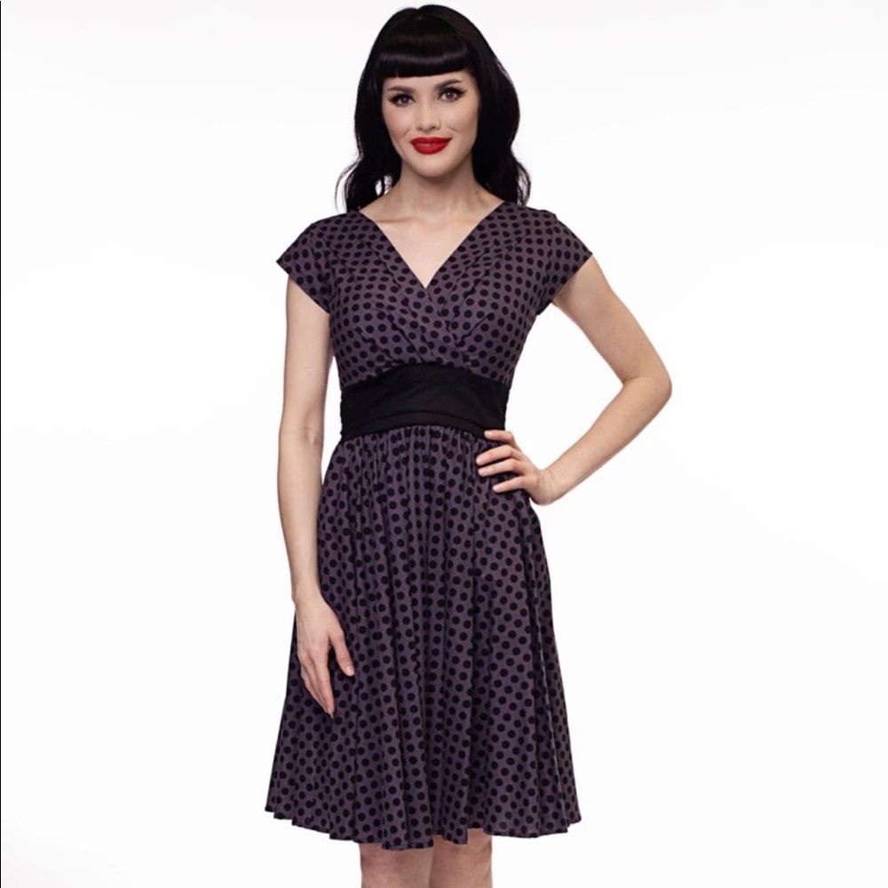 1X Retrolicious plus sized womens retro polka dot 1218 Greta dress pinup 50s